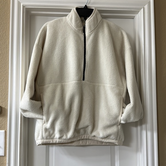 Abercrombie & Fitch oversized polar fleece half zip sweatshirt//Cream//Small - Picture 8 of 12